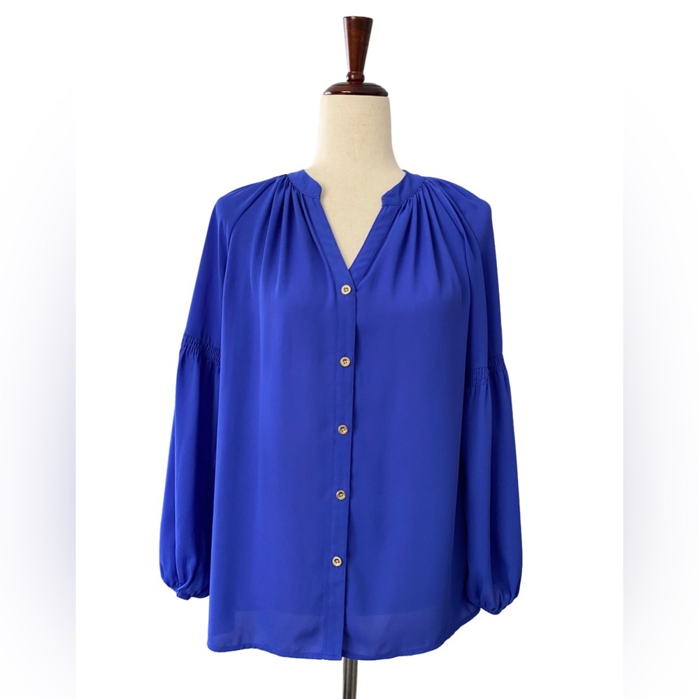 Lilly Pulitzer  Blue Anela Button Down Long Sleeve Blouse XS